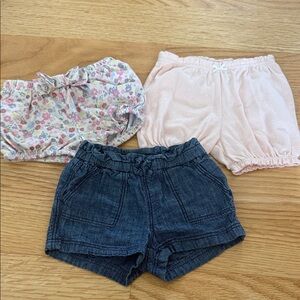 Old Navy Girls 3-Pack Shorts - Floral, Light Pink, Dark Denim